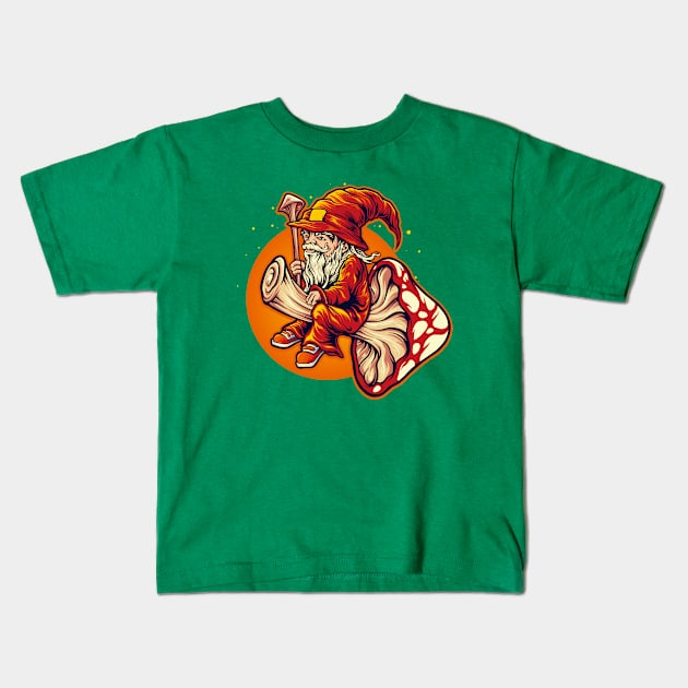 Mushroom Man Kids T-Shirt by Mako Design 